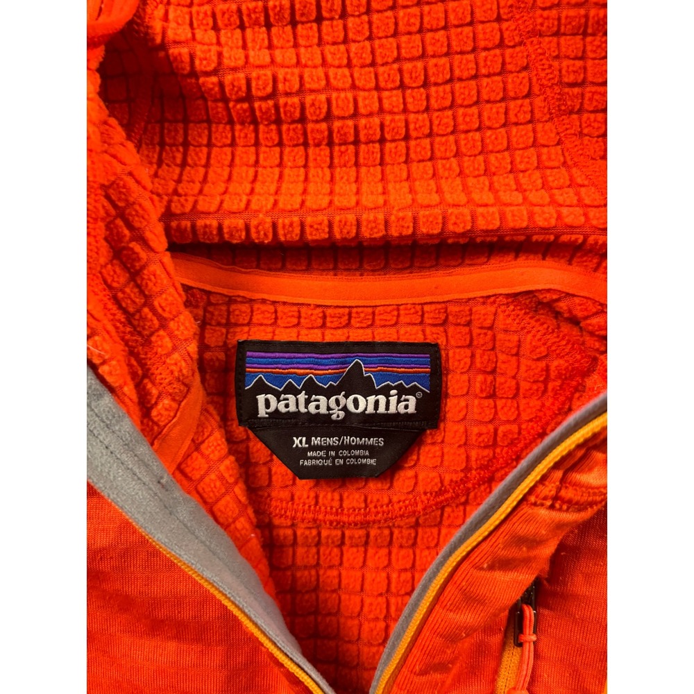 Patagonia R1 Pullover Hoody Mens XL Orange Polartec Grid Fleece Midlayer - Picture 2 of 8